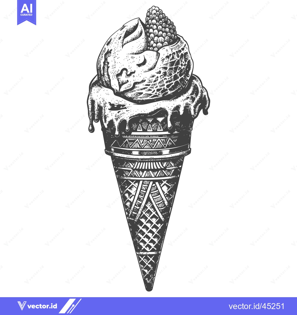 Premium Vector dari Hand-Drawn Illustration of an Ice Cream Cone with a Blackberry Topped