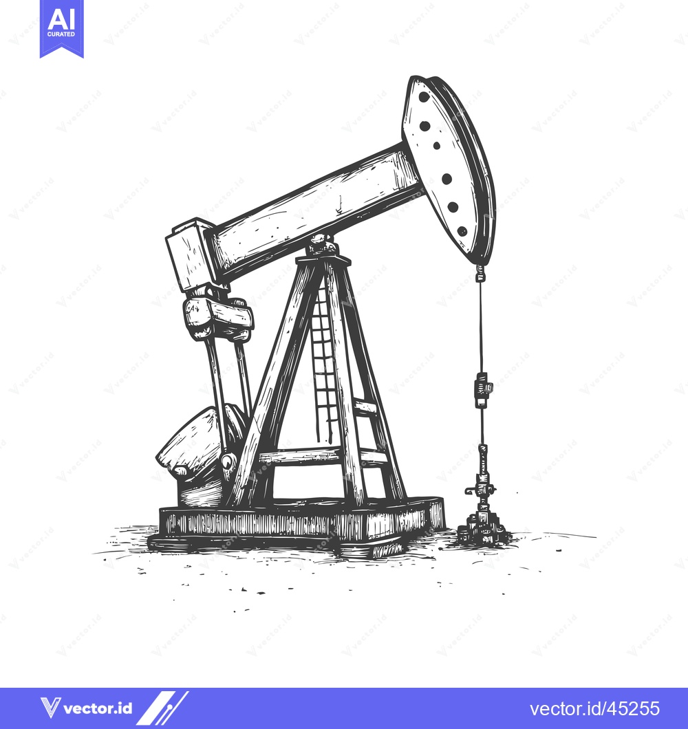 Premium Vector dari Hand-drawn Illustration of an Oil Derrick Pumping Crude Oil