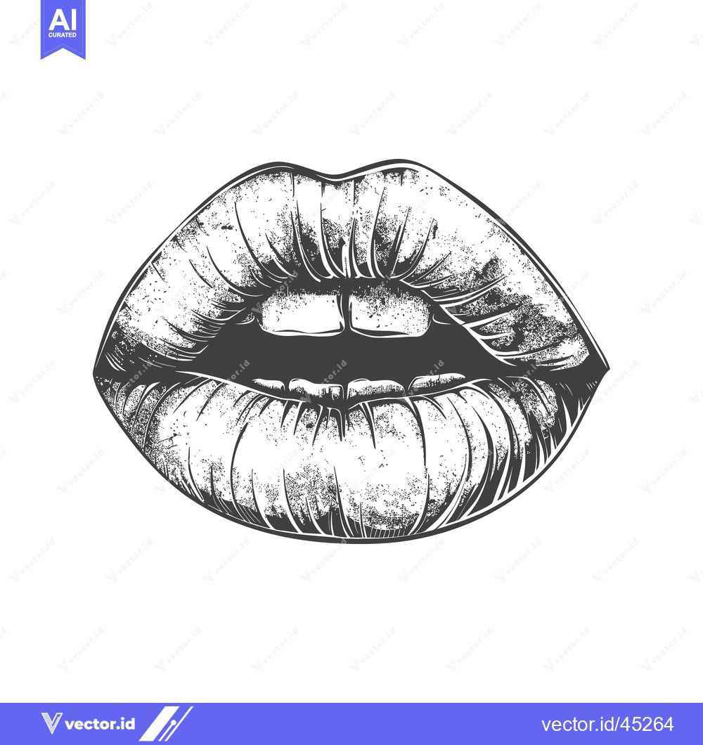 Premium Vector dari Hand-drawn illustration of a pair of lips with a slight grin