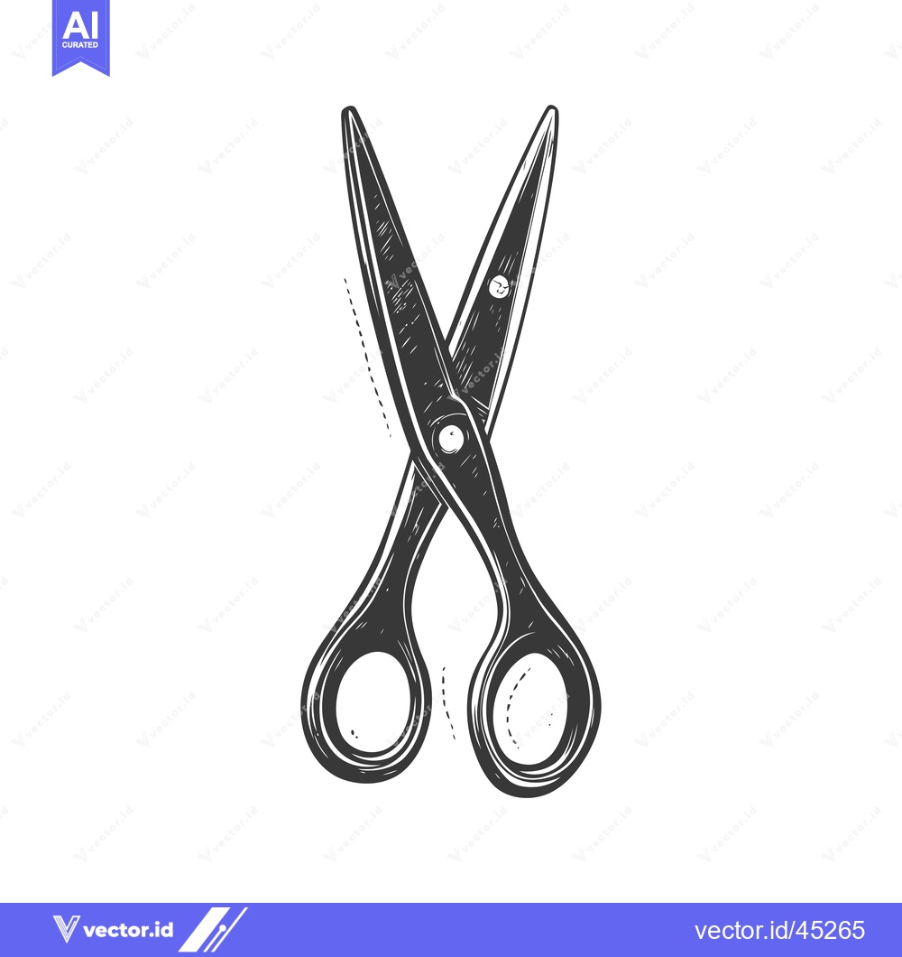 Premium Vector of Hand-drawn illustration of a pair of open scissors