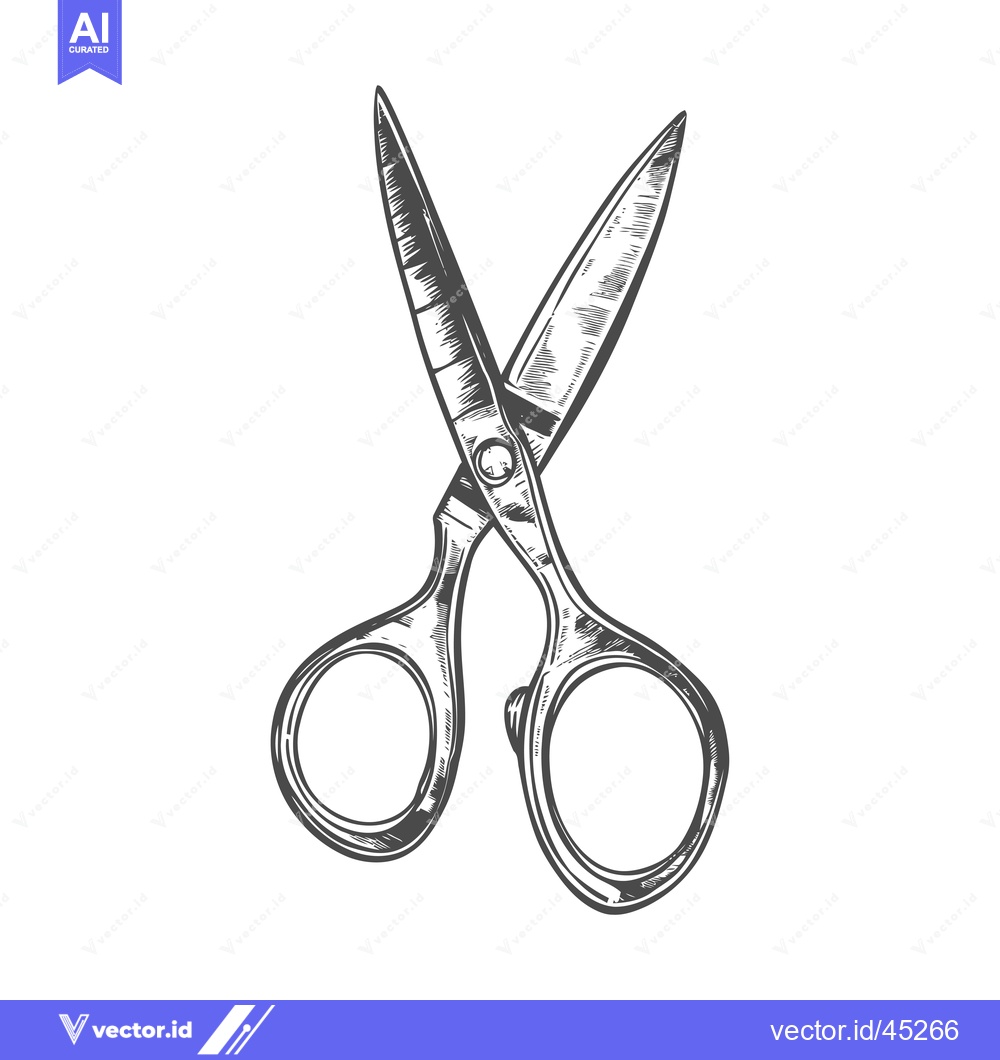 Premium Vector of Hand-drawn illustration of a pair of sharp scissors