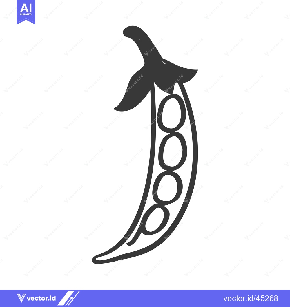 Premium Vector of Hand-drawn illustration of a pea pod with peas