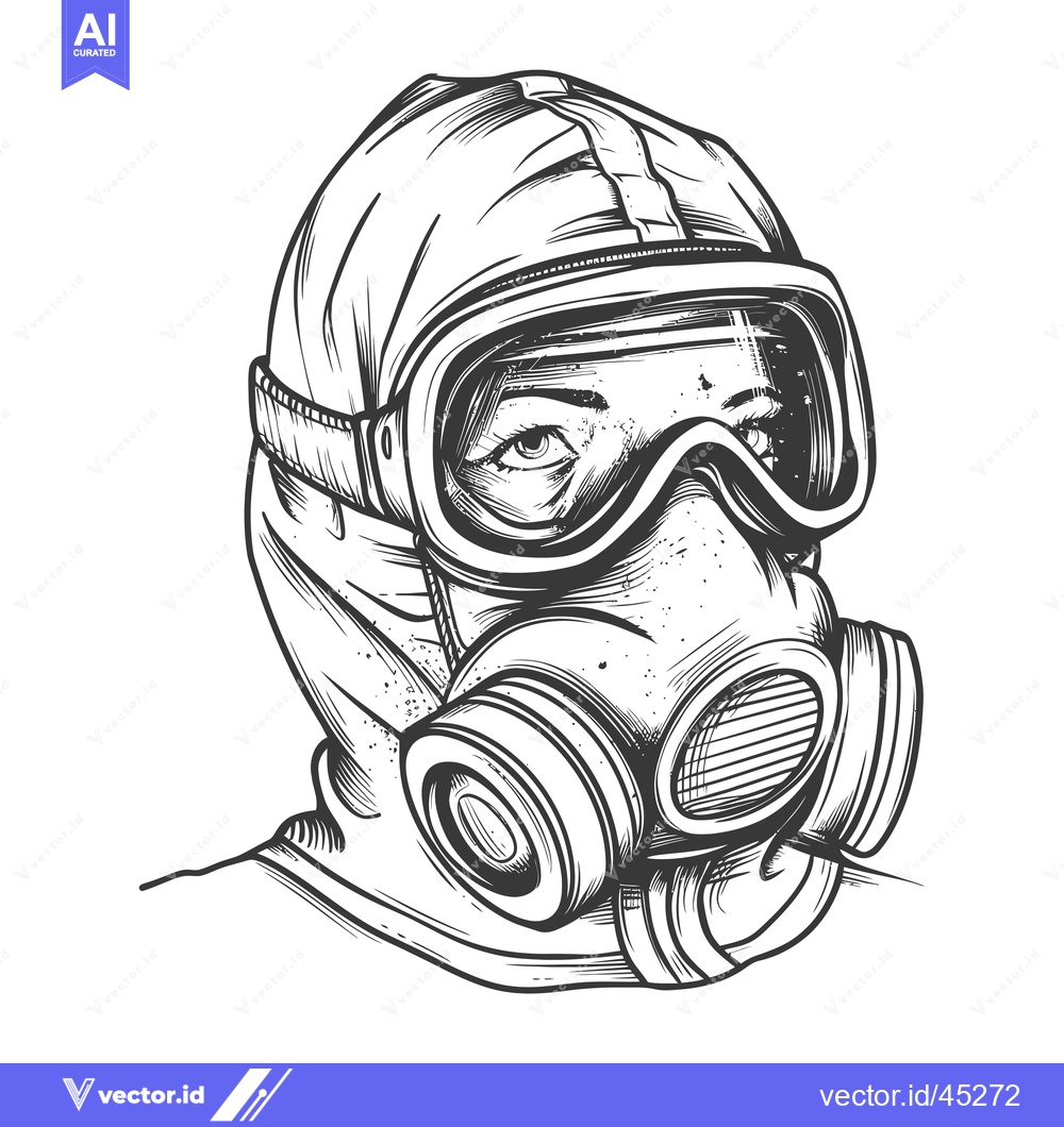 Premium Vector of Hand-drawn illustration of a person wearing a gas mask