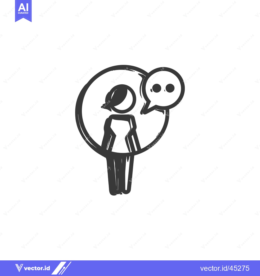 Premium Vector of Hand-drawn illustration of a person with a speech bubble