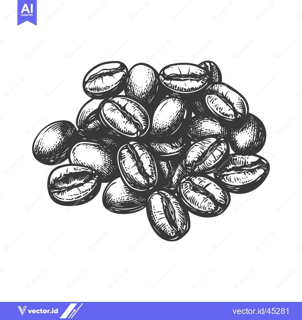 Premium Vector of Hand-Drawn Illustration of a Pile of Coffee Beans