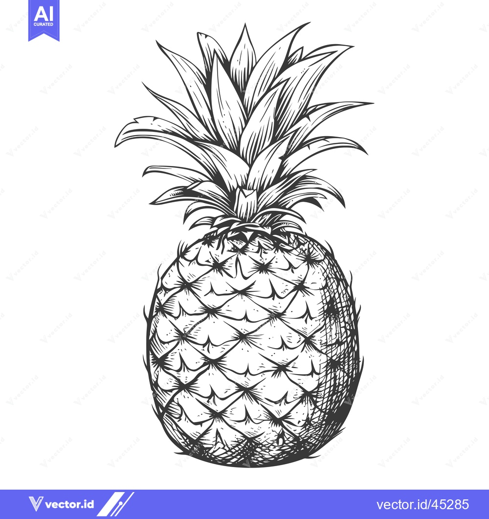 Premium Vector dari Hand-drawn Illustration of a Pineapple with Detailed Texture