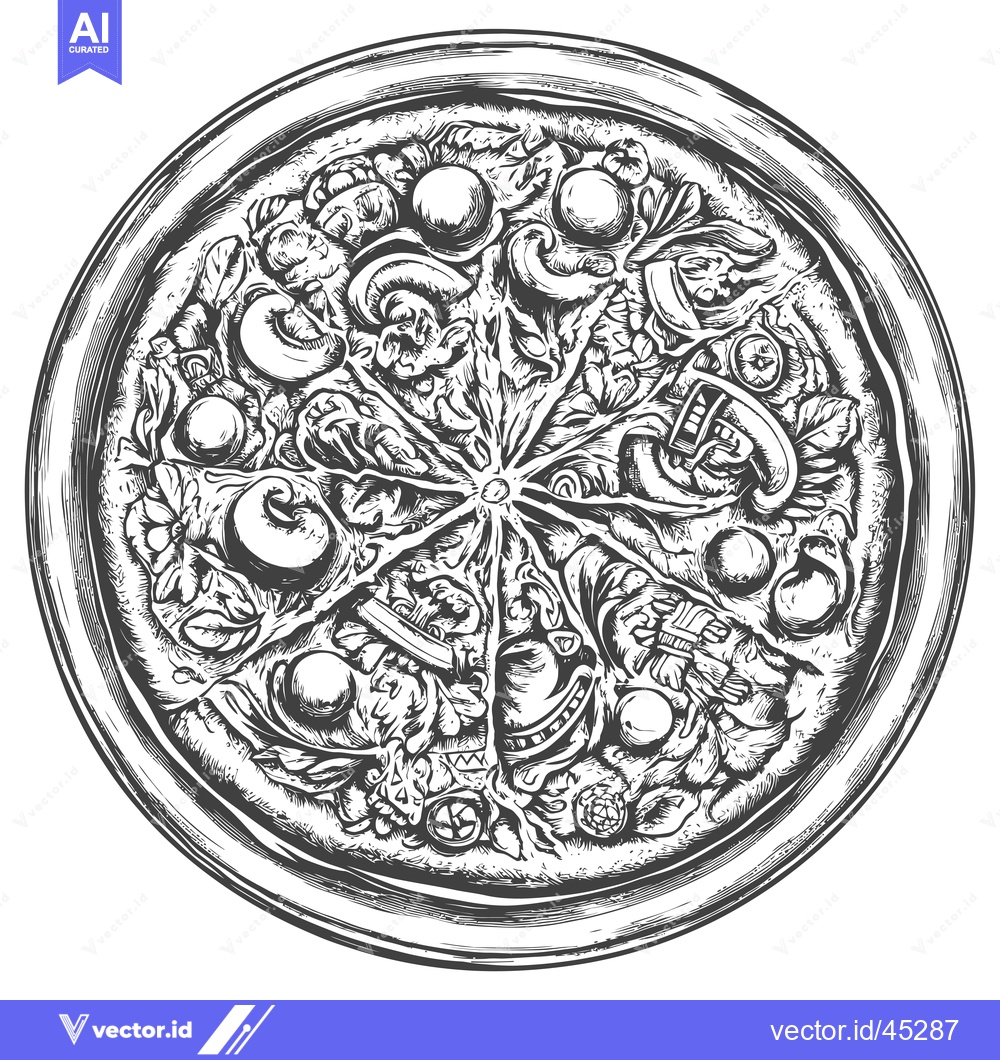 Premium Vector dari Hand-drawn Illustration of a Pizza with Toppings