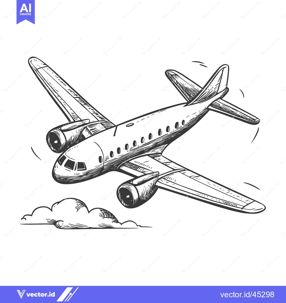 Premium Vector of Hand-drawn illustration of a propeller plane flying through the clouds
