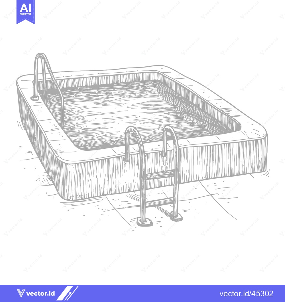 Premium Vector of Hand-drawn Illustration of a Rectangular Swimming Pool with Ladders