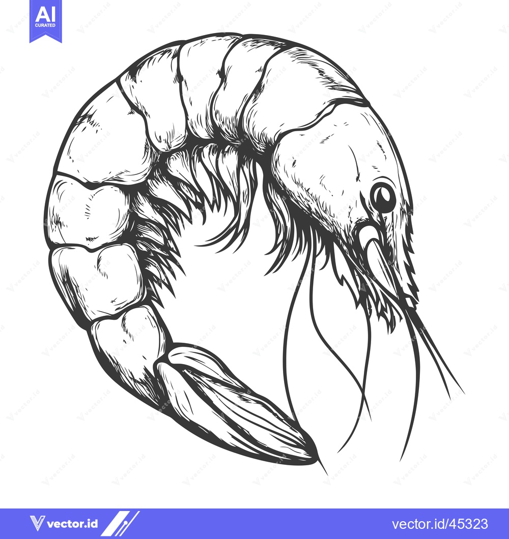Premium Vector dari Hand-drawn Illustration of a Shrimp in Black and White
