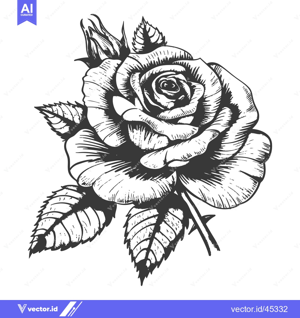 Premium Vector dari Hand-drawn Illustration of a Single Black and White Rose