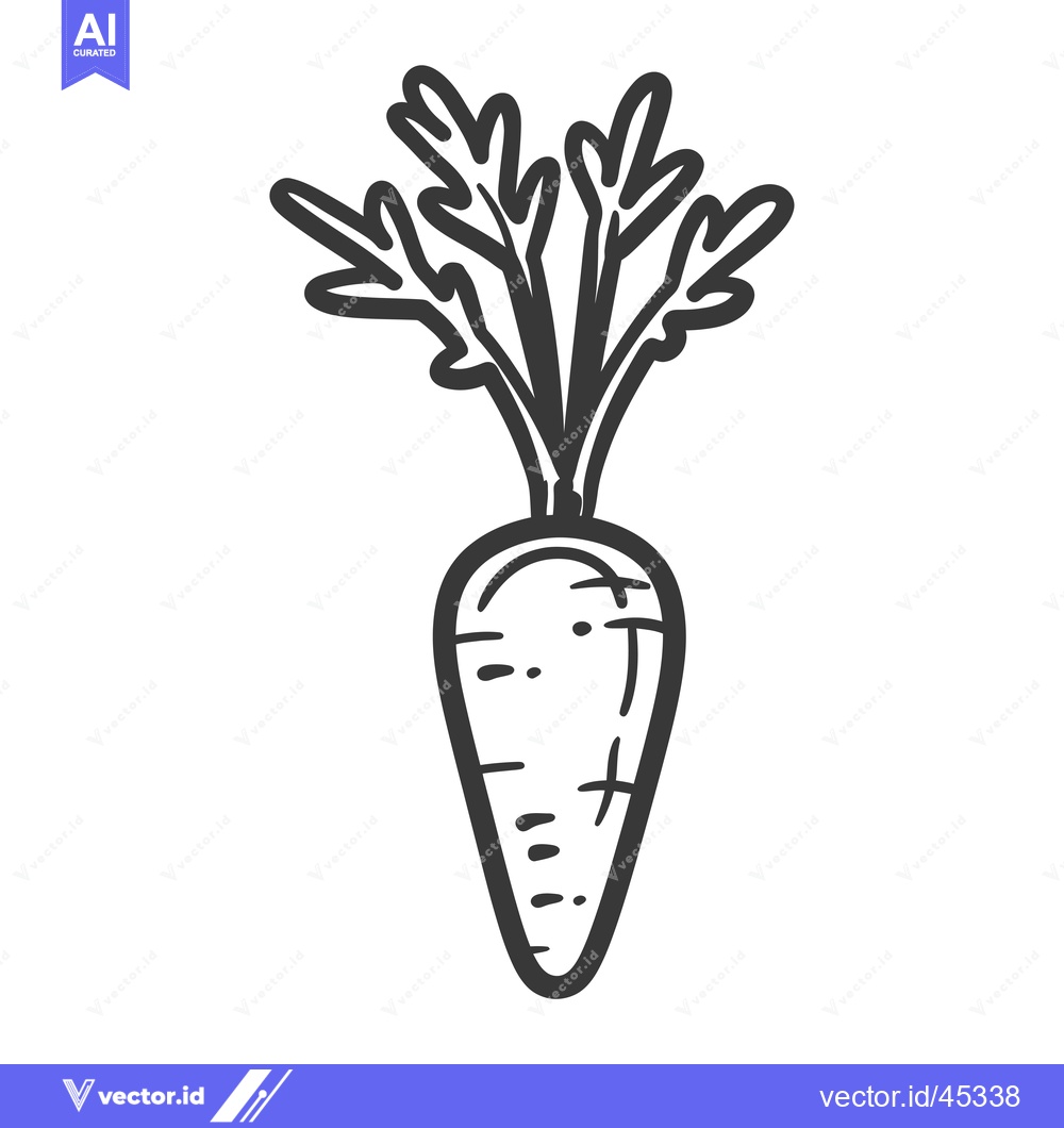 Premium Vector dari Hand-Drawn Illustration of a Single Carrot with Green Tops