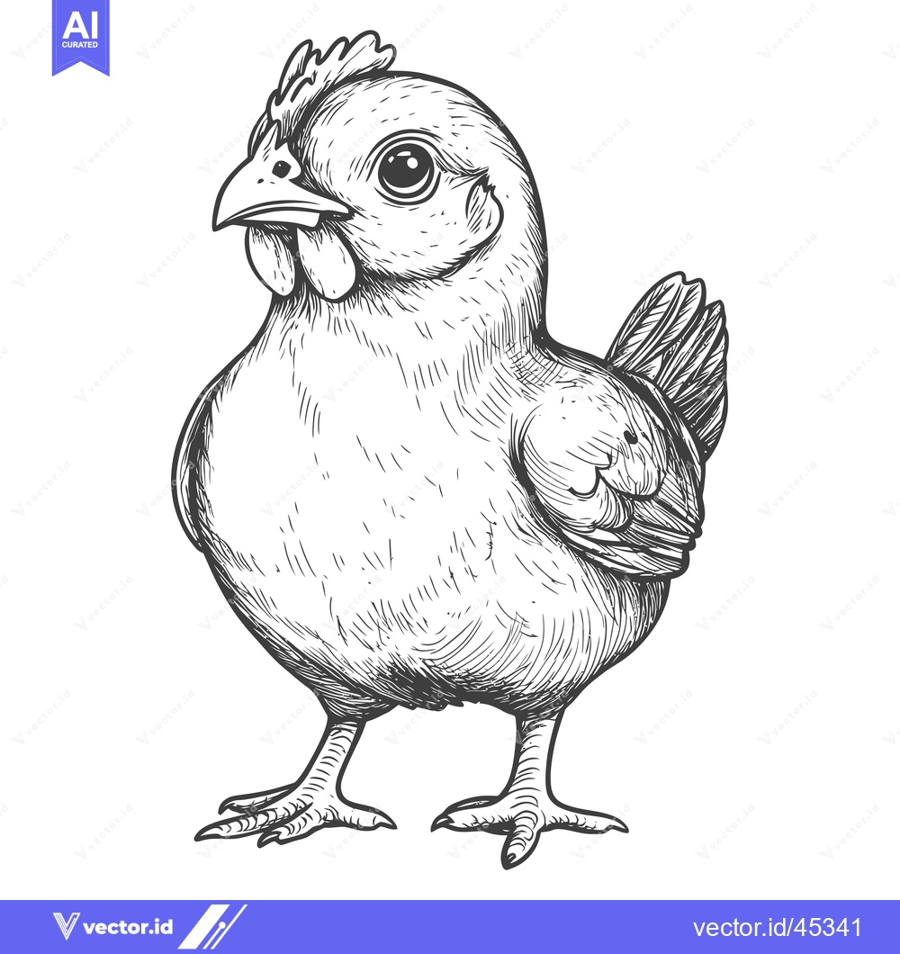 Premium Vector of Hand-Drawn Illustration of a Single Chick with a Detailed Design