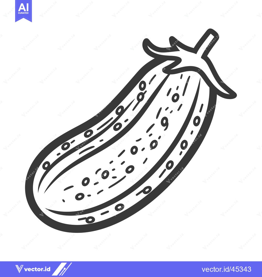 Premium Vector of Hand-drawn illustration of a single cucumber with a stem