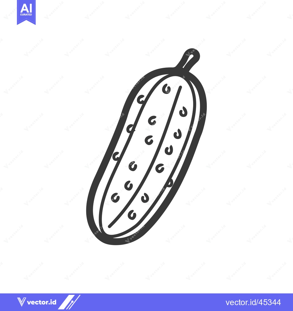 Premium Vector of Hand-drawn illustration of a single cucumber with seeds