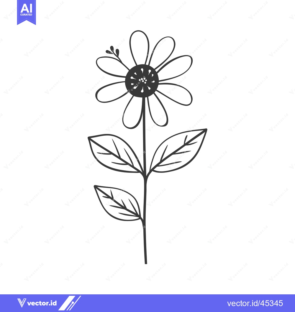 Premium Vector dari Hand-drawn illustration of a single daisy with leaves