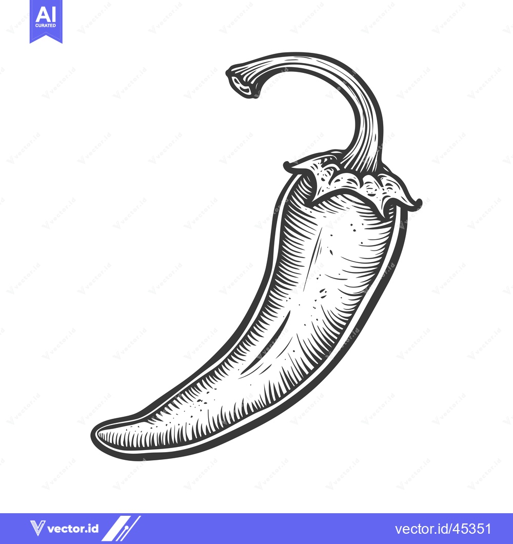 Premium Vector of Hand-drawn illustration of a single green chili pepper
