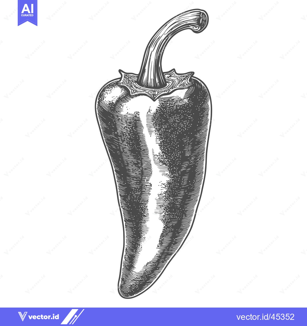 Premium Vector dari Hand-drawn Illustration of a Single Green Pepper
