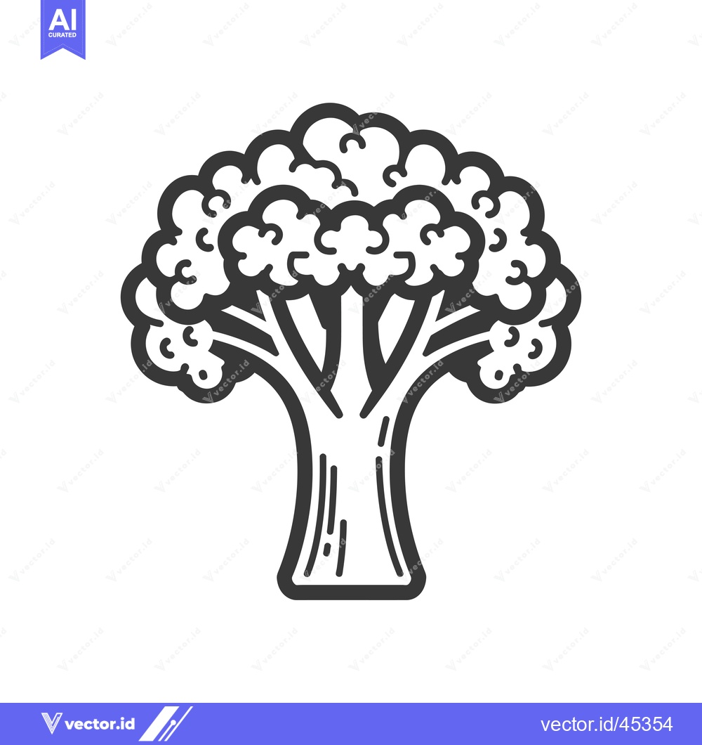 Premium Vector of Hand-Drawn Illustration of a Single Head of Broccoli