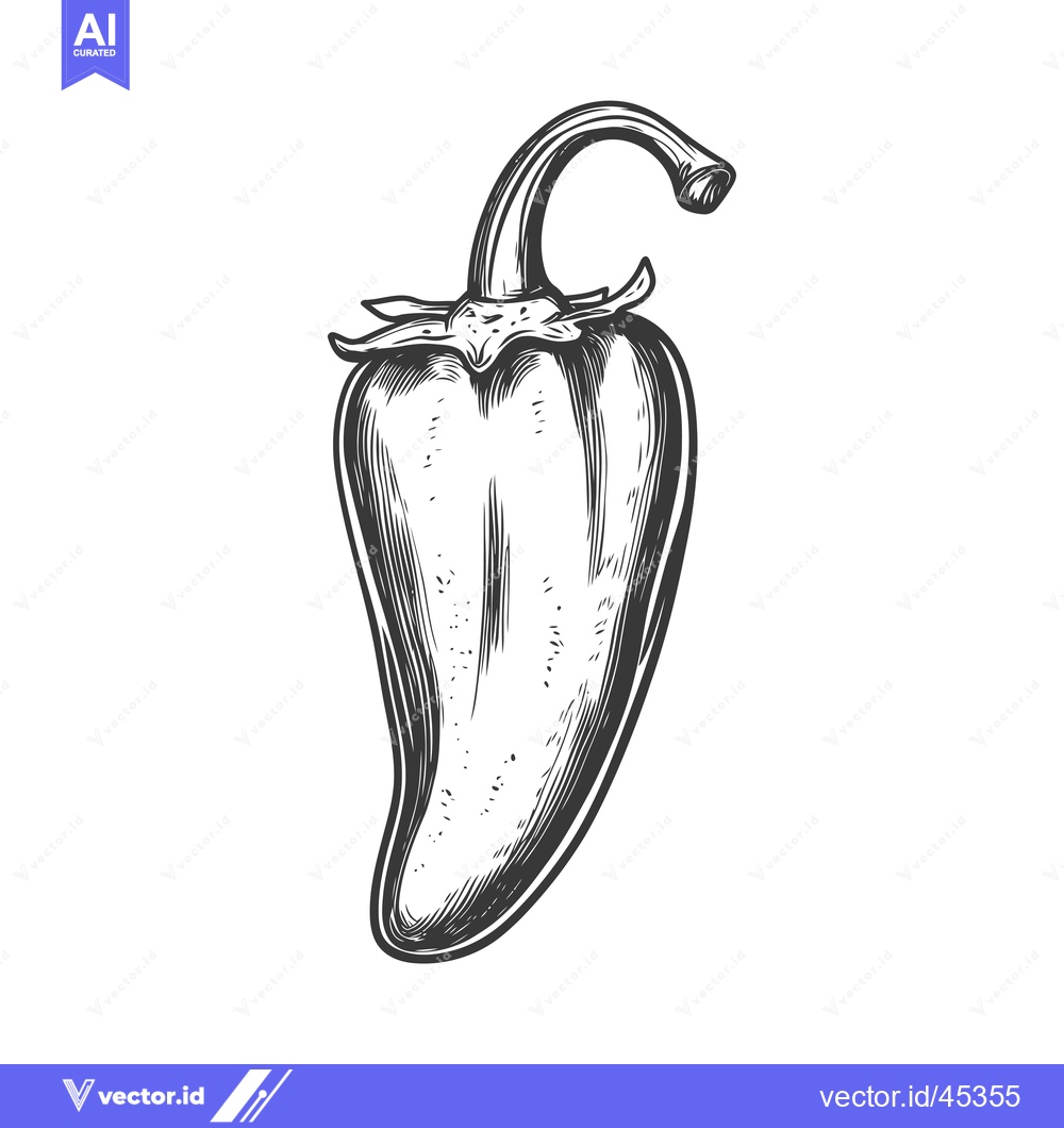 Premium Vector of Hand-Drawn Illustration of a Single Jalapeno Pepper