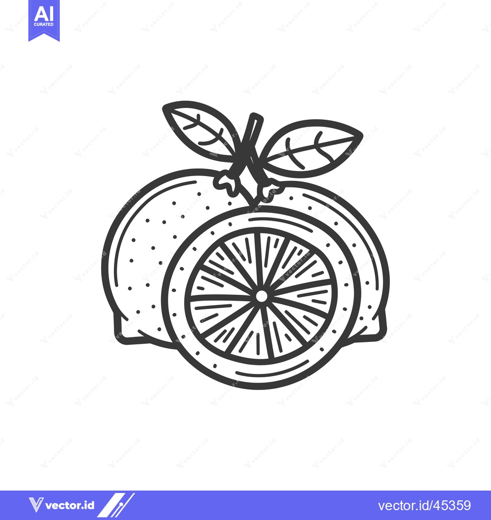 Premium Vector dari Hand-drawn illustration of a single lemon with leaves