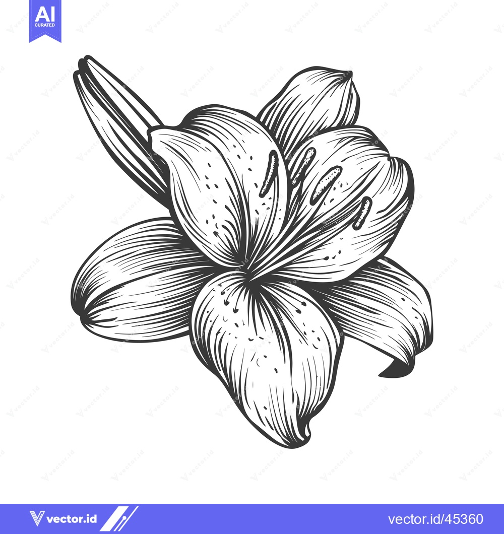 Premium Vector of Hand-drawn illustration of a single lily flower