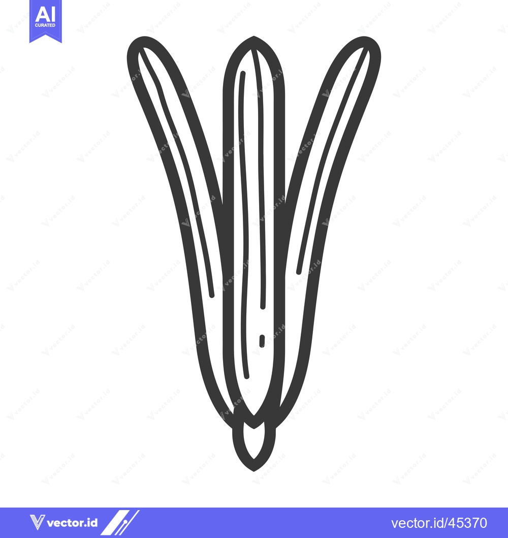 Premium Vector of Hand-drawn illustration of a single, spiky, dark grey plant leaf