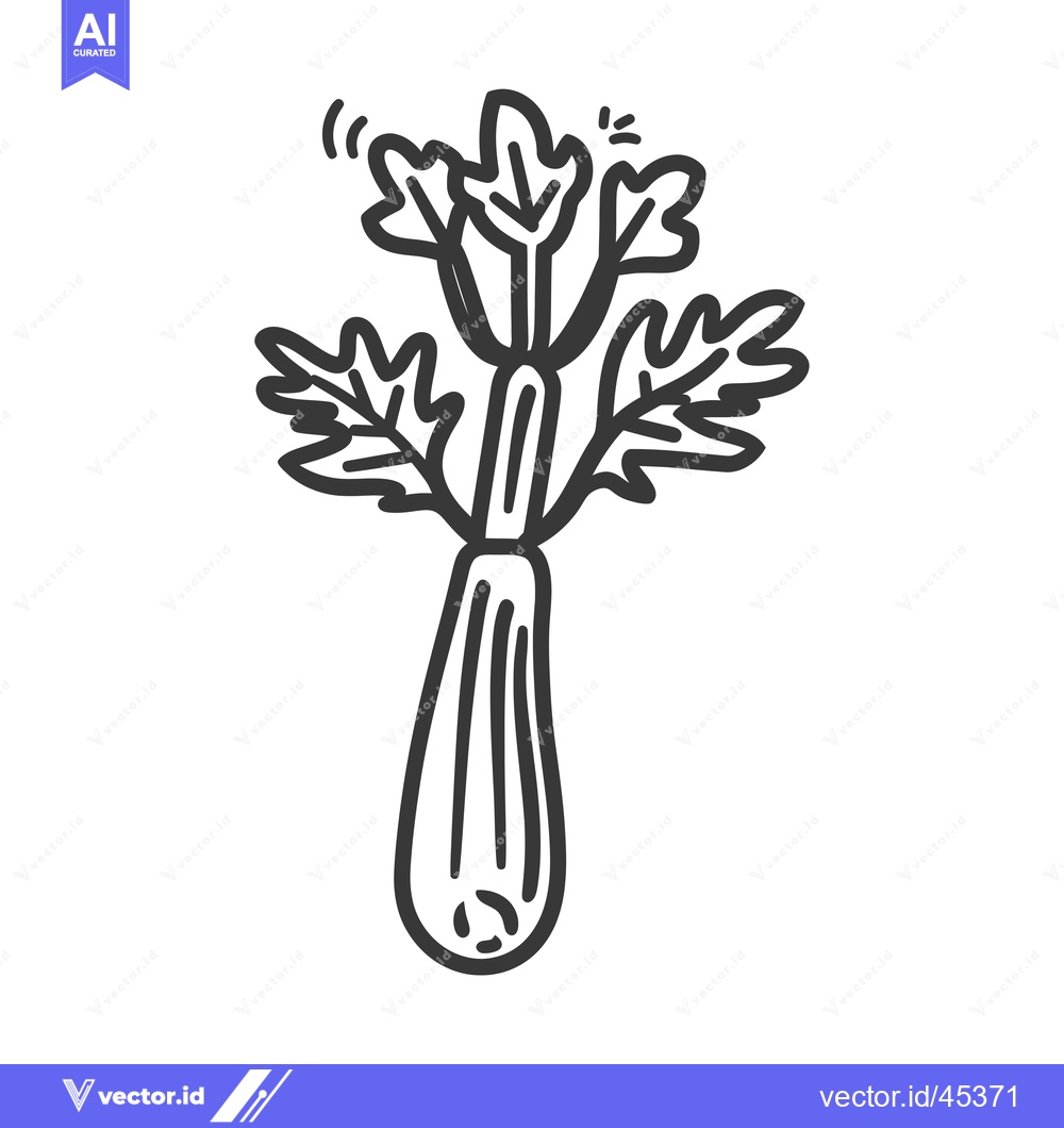 Premium Vector dari Hand-drawn illustration of a single stalk of celery