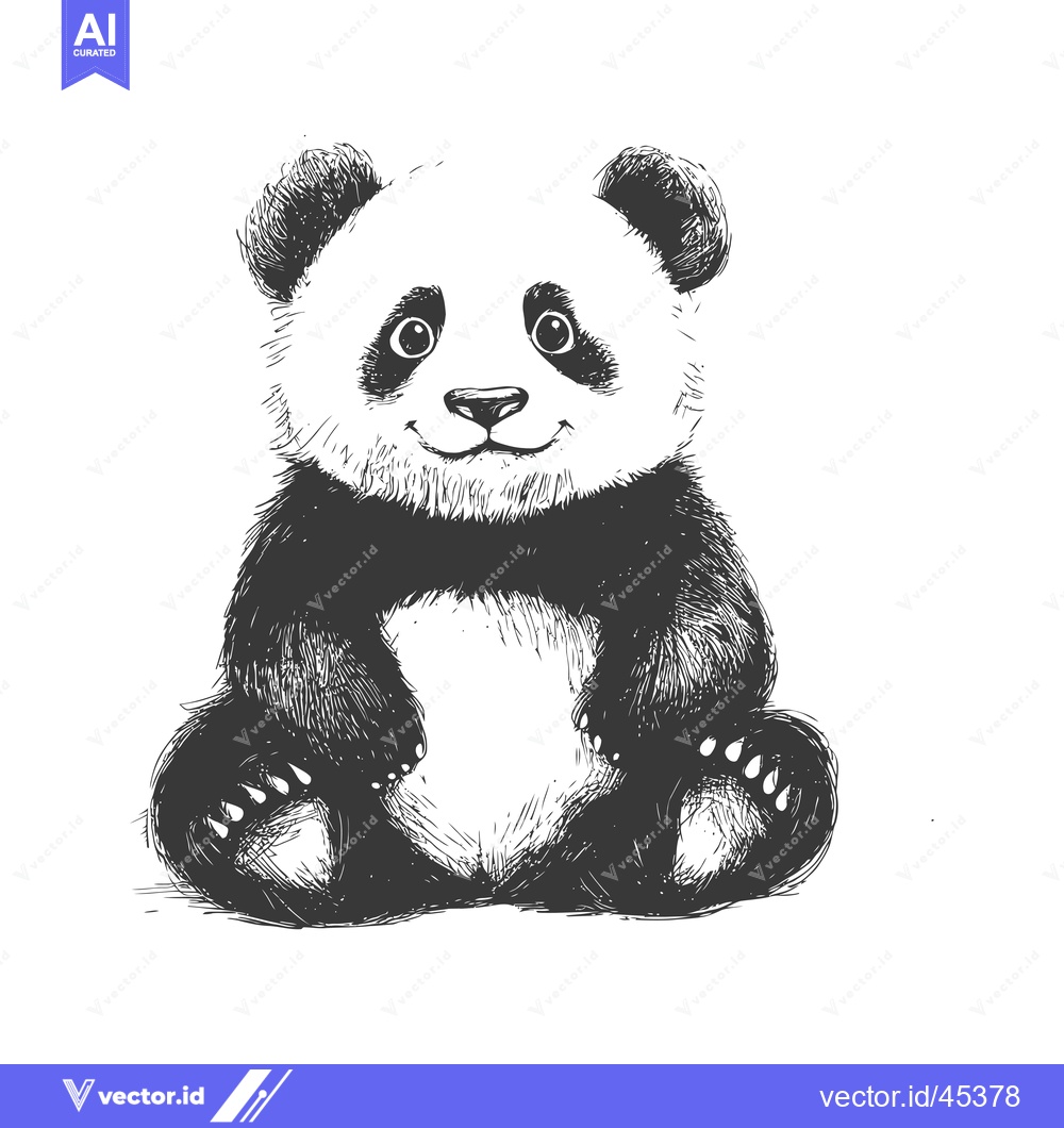 Premium Vector dari Hand-Drawn Illustration of a Sitting Panda Cub