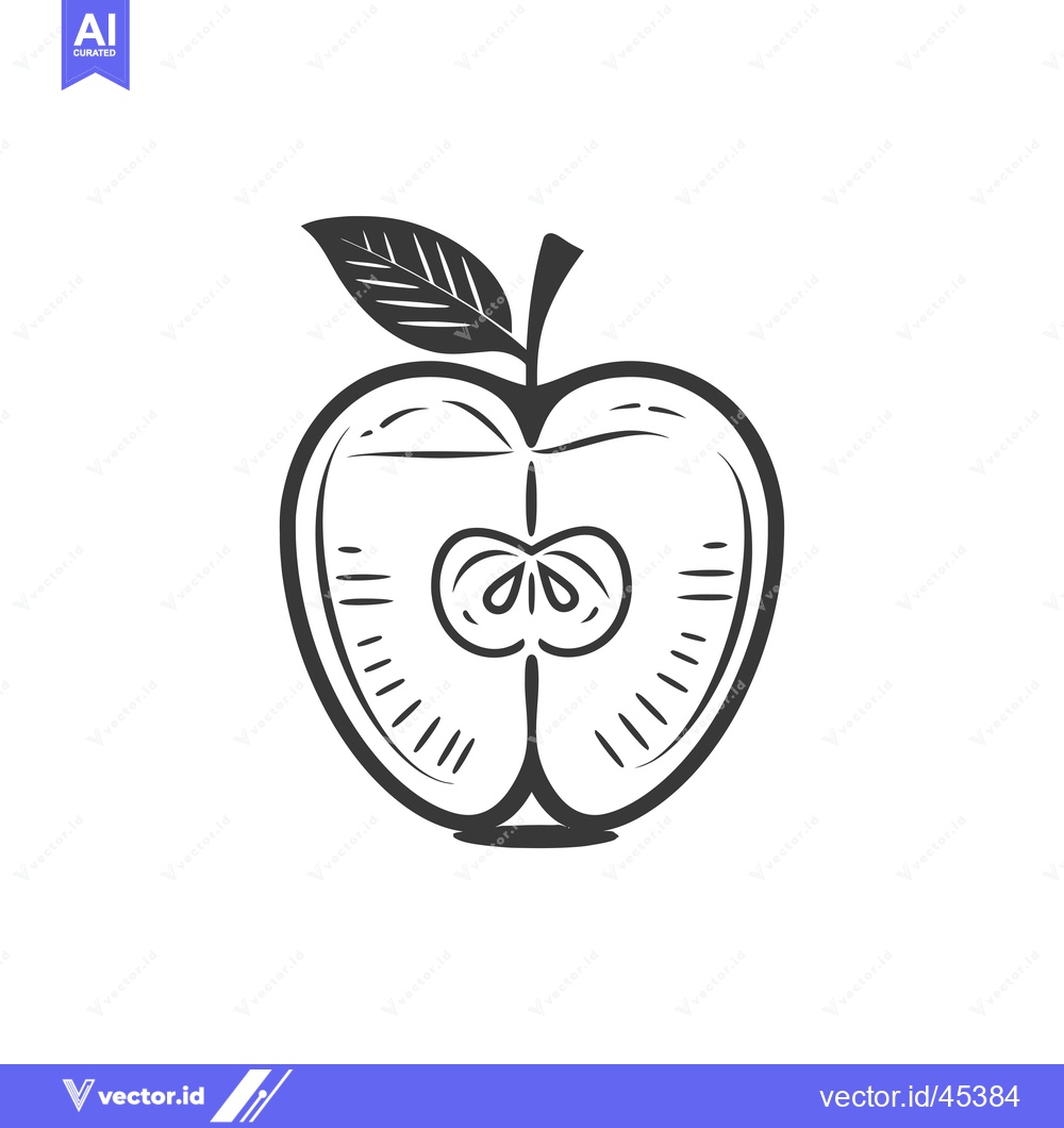 Premium Vector dari Hand-Drawn Illustration of a Sliced Apple with Leaf