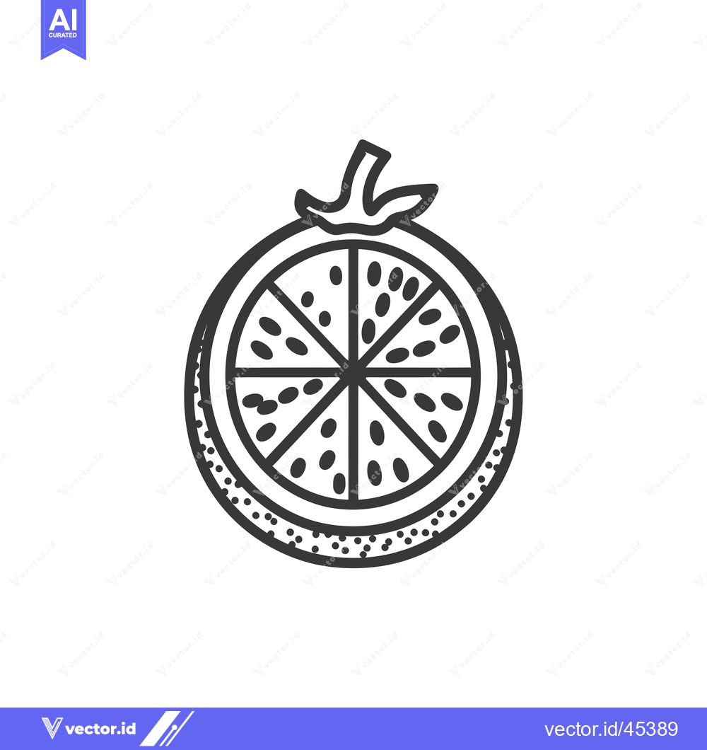 Premium Vector dari Hand-drawn Illustration of a Sliced Orange with a Stem