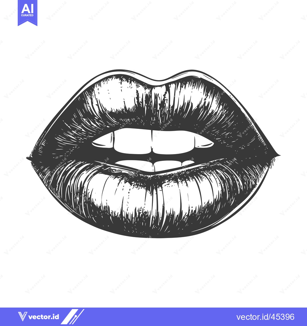 Premium Vector dari Hand-drawn Illustration of a Slightly Open Mouth with Full Lips
