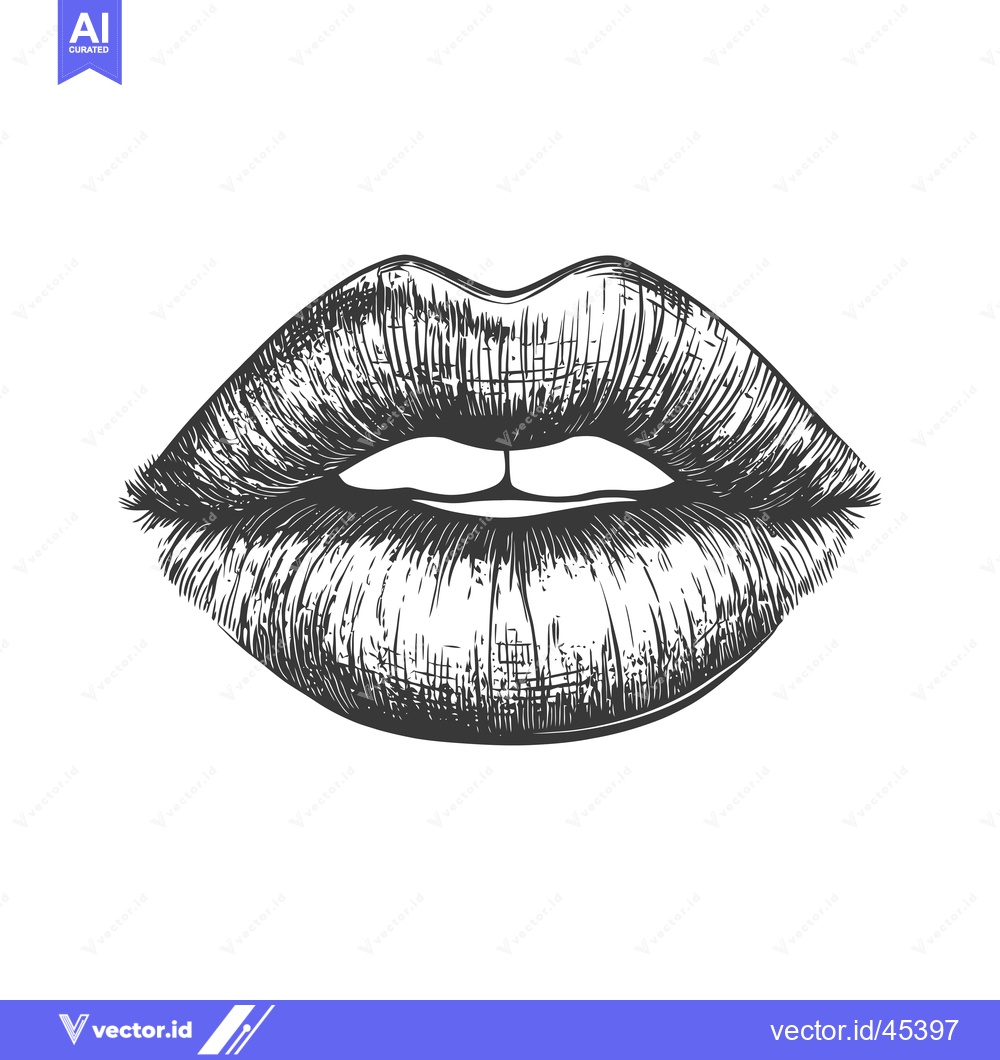 Premium Vector dari Detailed Sketch of Sensual Lips with Realistic Texture.