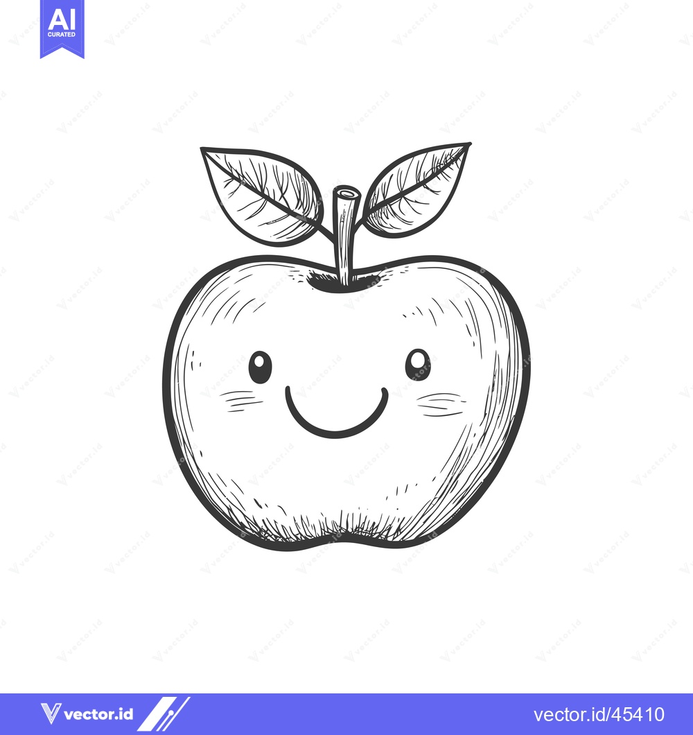 Premium Vector dari Hand-drawn illustration of a smiling apple with leaves