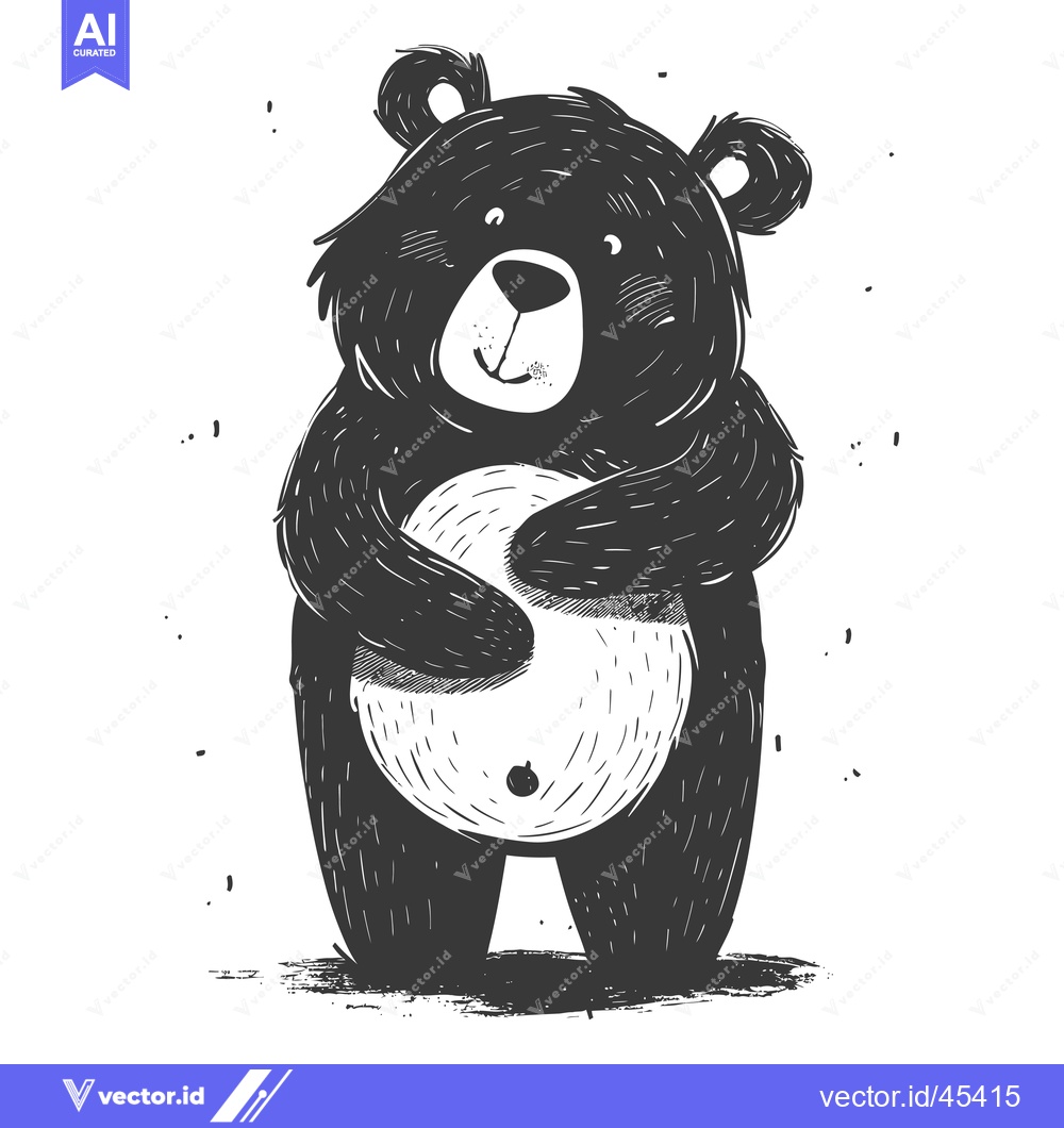 Premium Vector of Hand-Drawn Illustration of a Smiling Black Bear