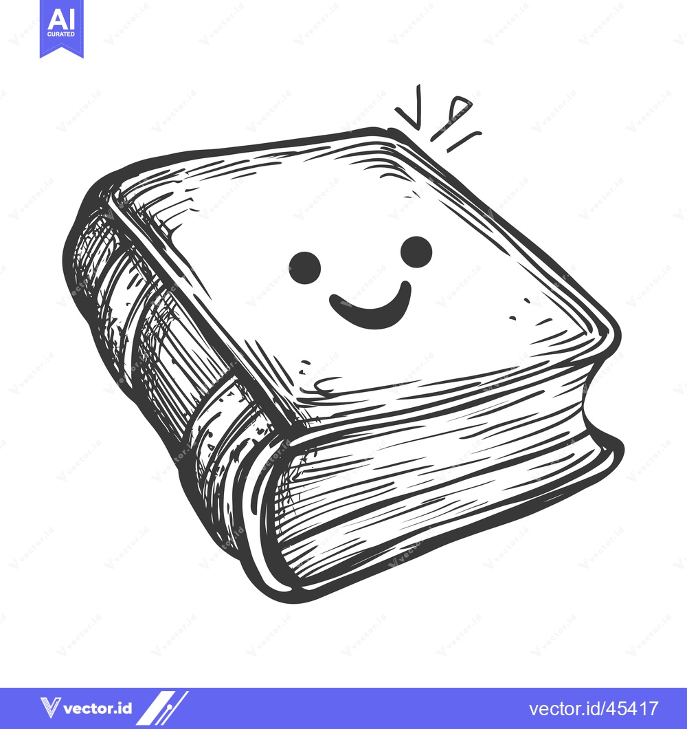 Premium Vector of Hand-drawn Illustration of a Smiling Book with Pages