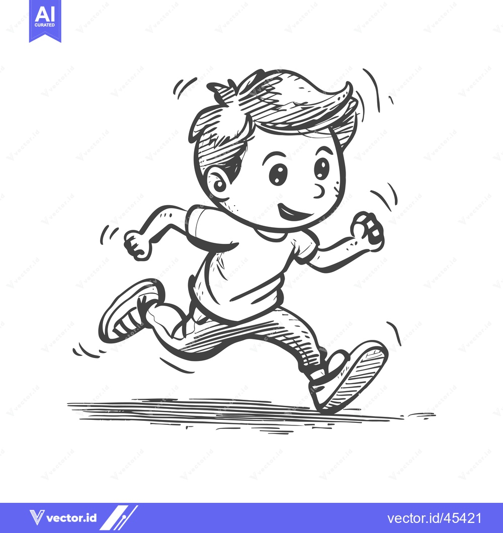 Premium Vector of Hand-drawn illustration of a smiling boy running