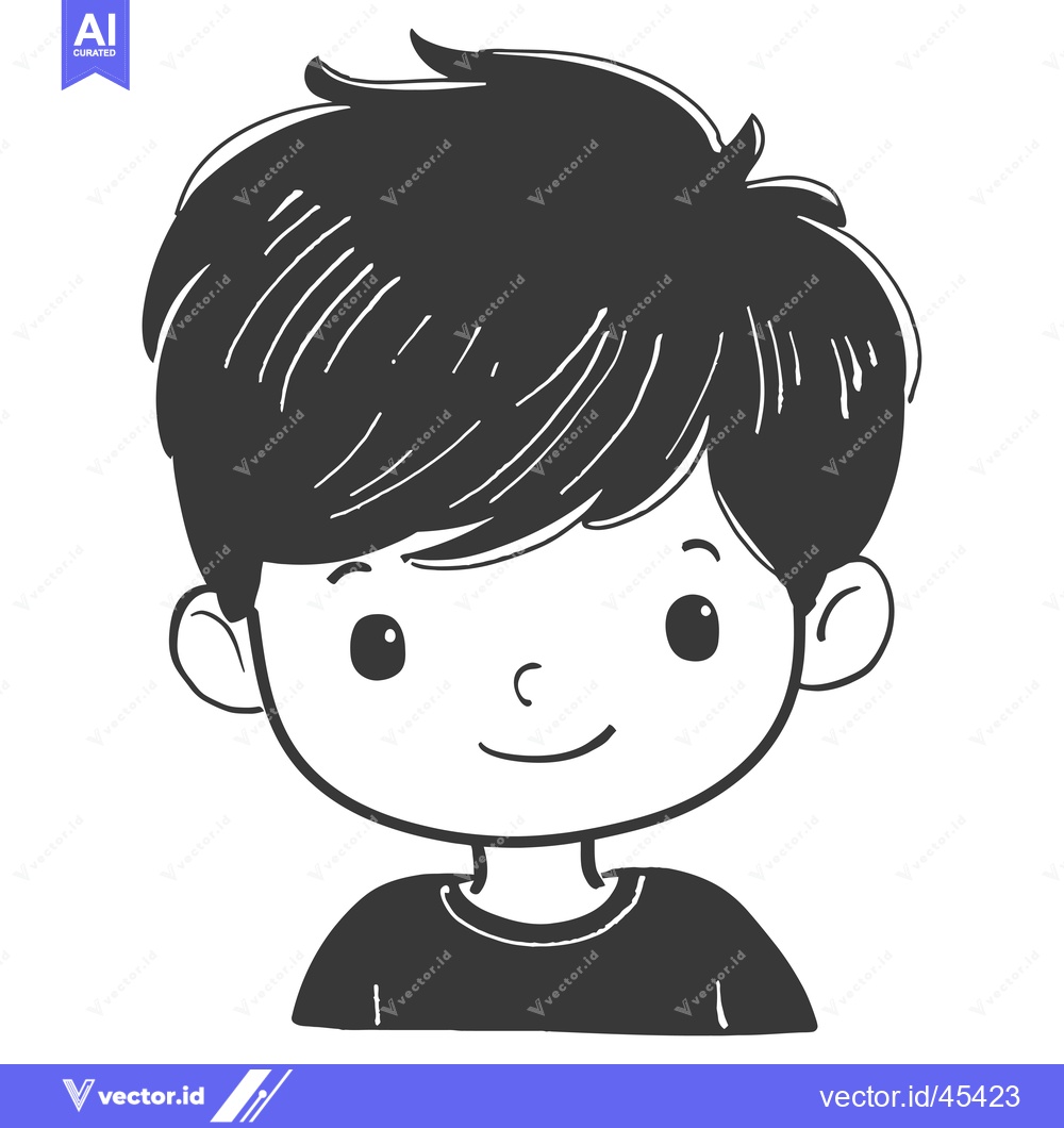 Premium Vector dari Hand-drawn Illustration of a Smiling Boy with Short Hair