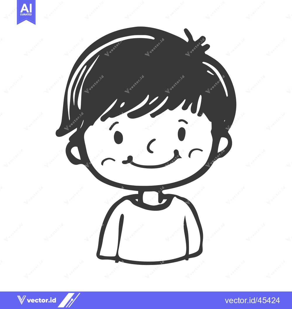 Premium Vector of Hand-Drawn Illustration of a Smiling Boy with Short Hair