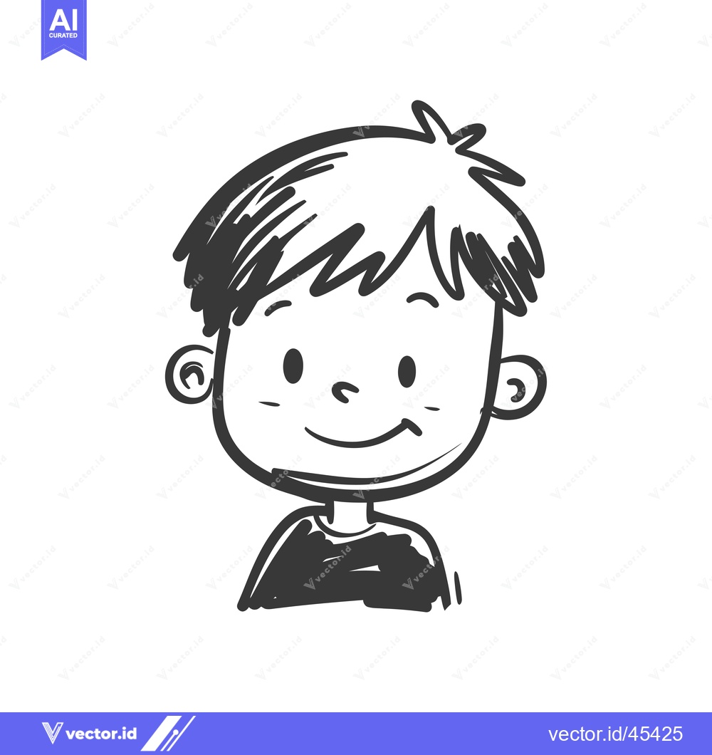 Premium Vector dari Hand-drawn Illustration of a Smiling Boy with Short Hair