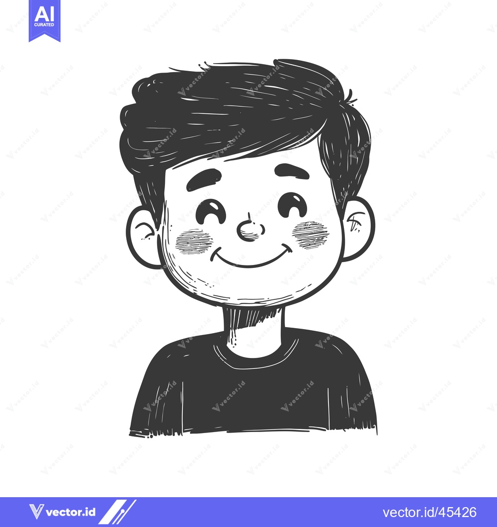 Premium Vector dari Hand-Drawn Illustration of a Smiling Boy with Short Hair