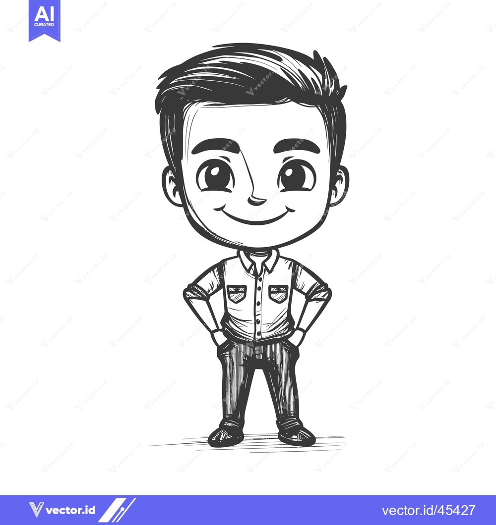 Premium Vector dari Hand-drawn Illustration of a Smiling Boy with Short Hair