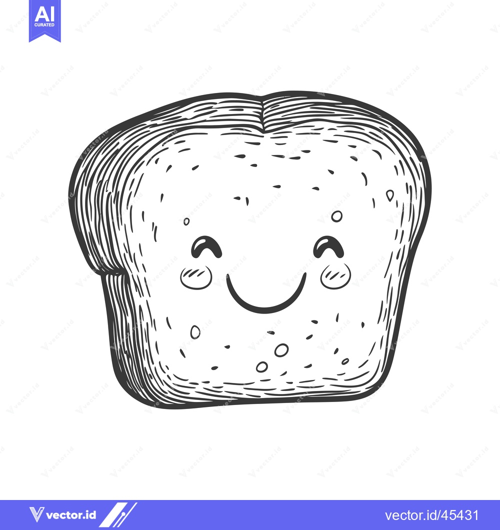 Premium Vector dari Hand-drawn illustration of a smiling bread slice