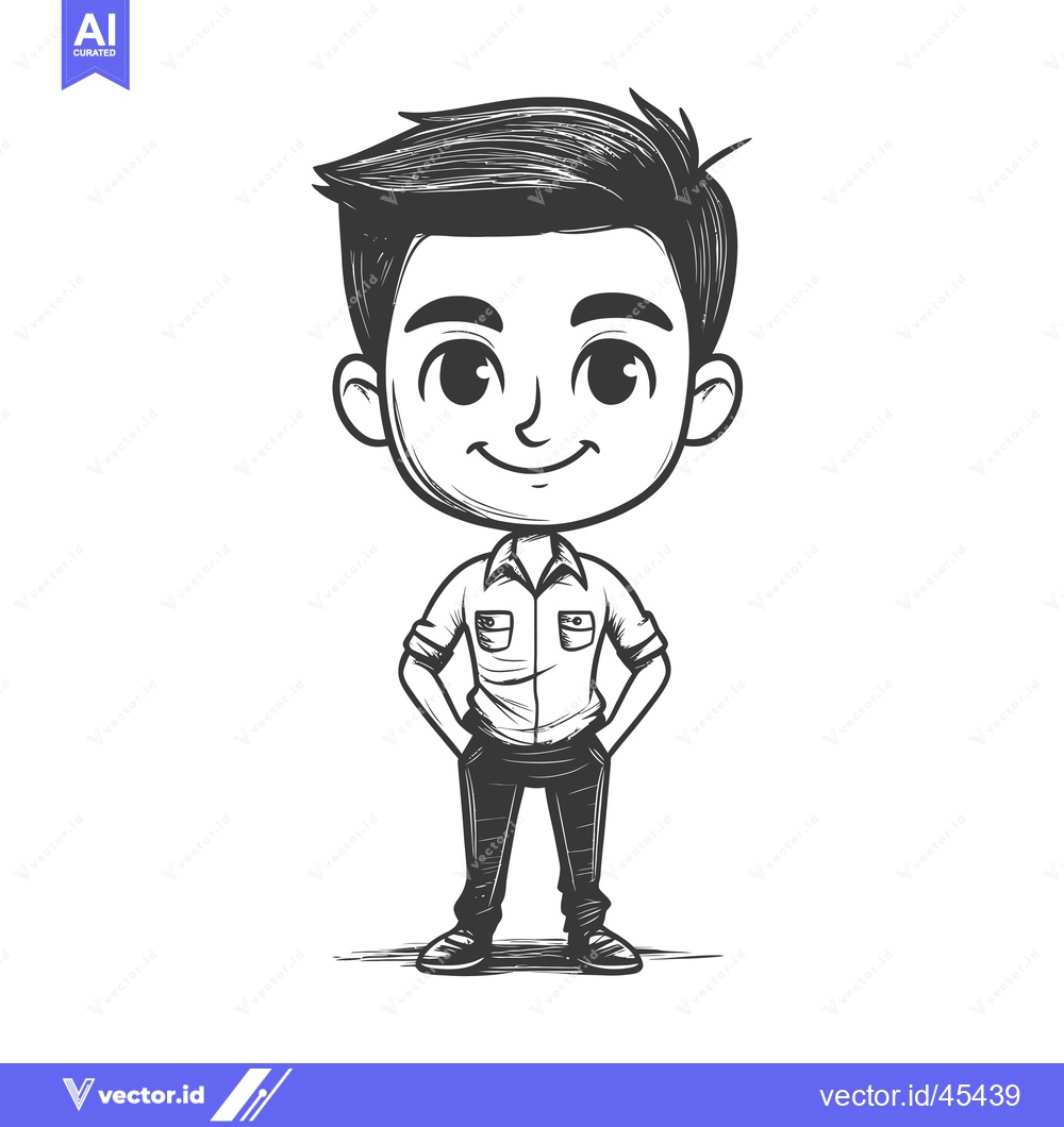 Premium Vector of Hand-drawn Illustration of a Smiling Cartoon Boy