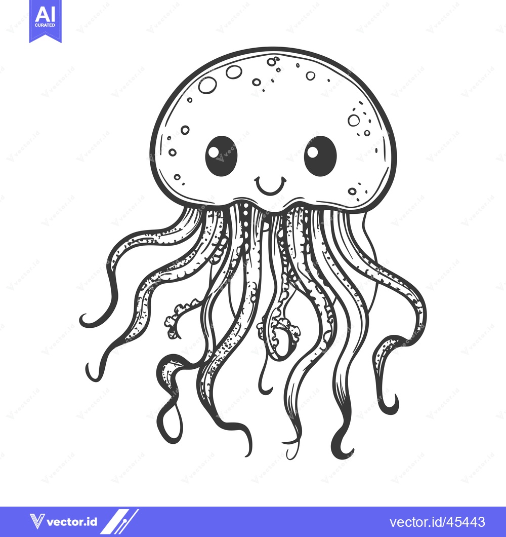 Premium Vector dari Hand-drawn Illustration of a Smiling Cartoon Jellyfish