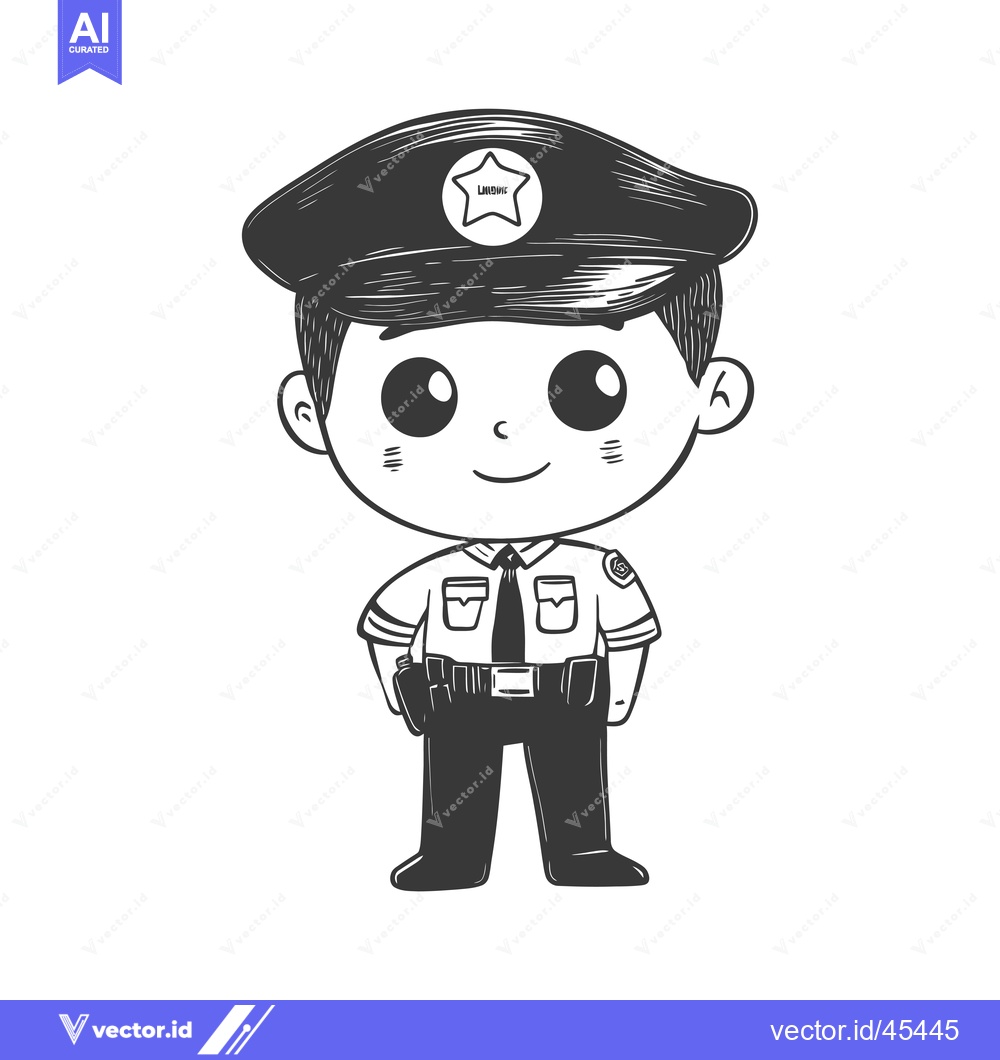 Premium Vector dari Hand-drawn Illustration of a Smiling Cartoon Police Officer