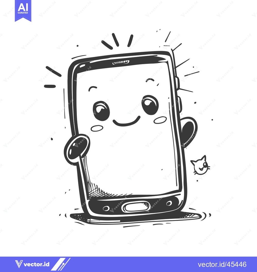 Premium Vector of Hand-drawn Illustration of a Smiling Cartoon Smartphone