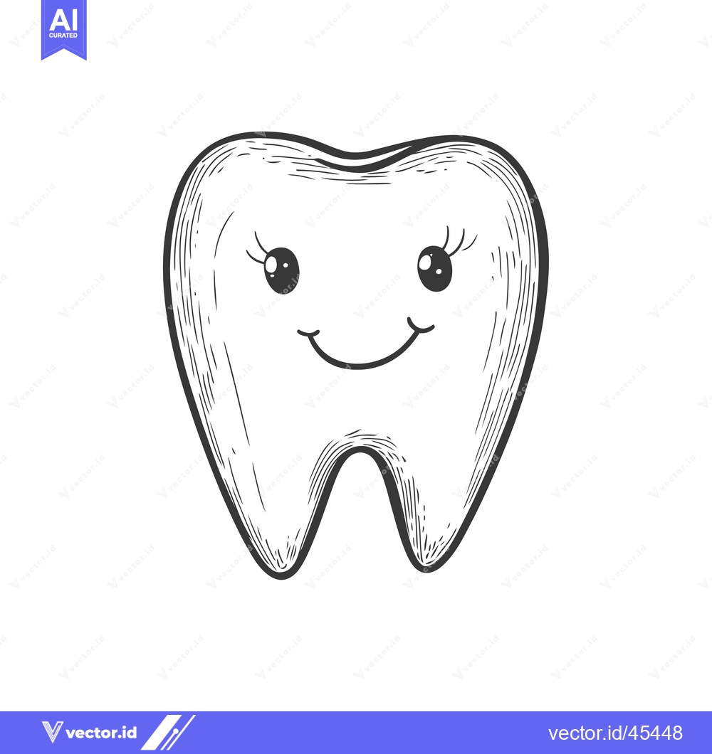 Premium Vector dari Hand-Drawn Illustration of a Smiling Cartoon Tooth