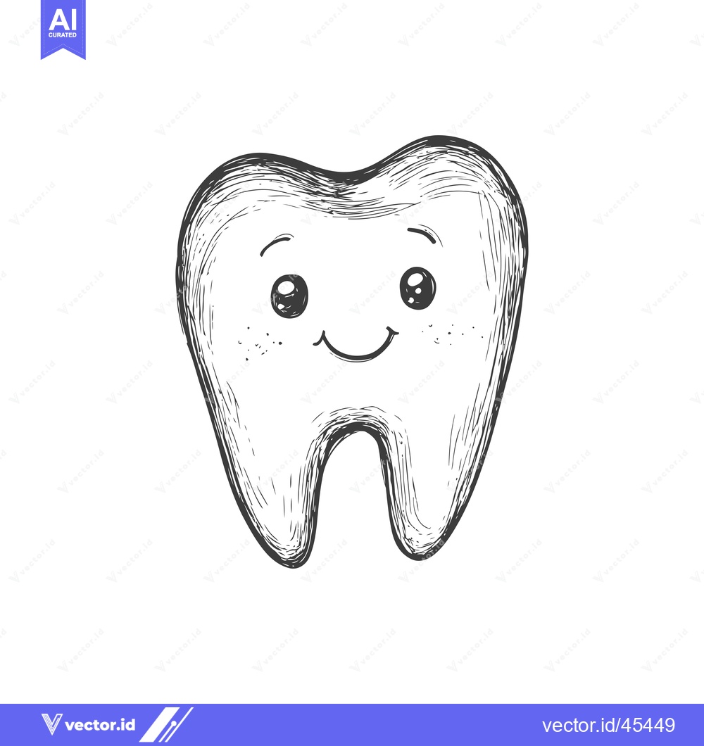 Premium Vector of Hand-drawn illustration of a smiling cartoon tooth