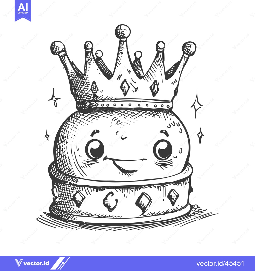 Premium Vector of Hand-drawn Illustration of a Smiling Character Wearing a Crown